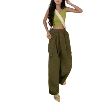 Lovito Women Casual Plain Drawstring Pocket Pants LNA43222