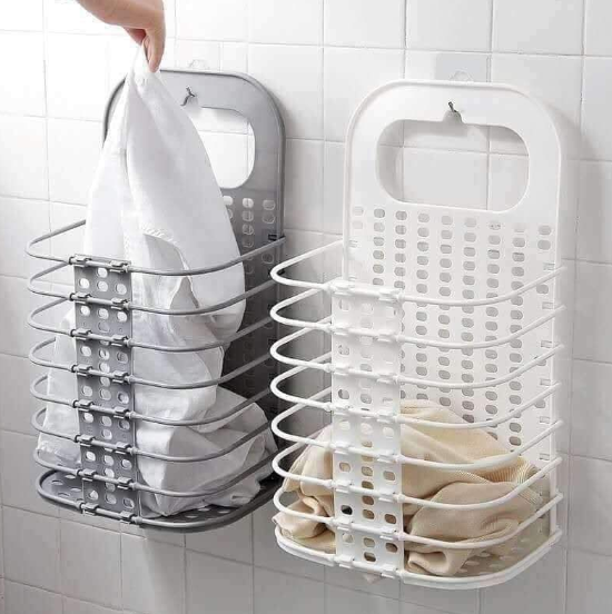 Wall Hanging Laundry Basket Folding Bathrokn Household Storage Basket Laundry Basket