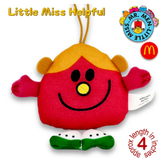 Mr Men Little Miss 2001 McDo Hanging Plushies Bag Charm Stuffed Toys M6