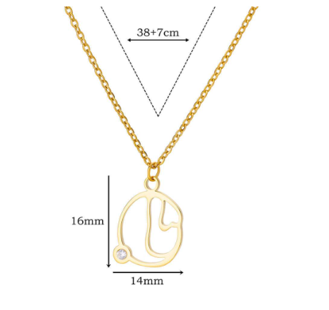 Zircon Initial Letter Necklace for Women Stainless Steel Gold Plated Chains Choker Name Pendant Necklaces New Vintage Jewelry C