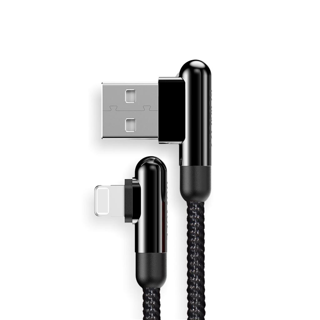 Romoss CB12A 1.8m Lightn ing 8-pin to USB-A/M 2.1A Fast Charging Zinc Alloy Double Elbow DesignNylon