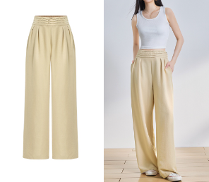 Lovito Women Pleated Pocket Pants L64AD072 Khaki