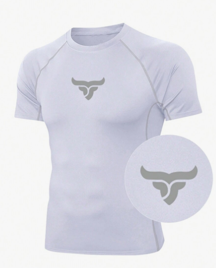 Summer Men's Short Sleeve Fitness Compression Quick-Dry Running Sports T-Shirt, Breathable Gym Baselayer Workout Clothes