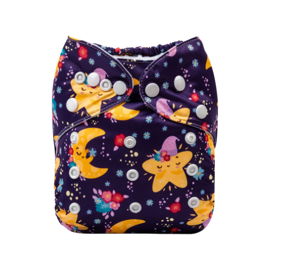 Alva Baby Cloth Diapers 1Set With Bamboo Charcoal Insert Printed Washable Diapers Cloth Diaper Pocket Nappy D14