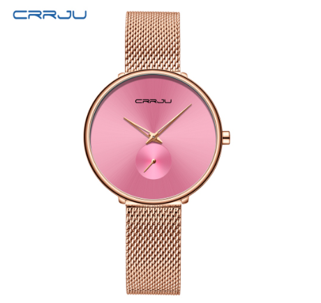 CRRJU Women's Watch Top Luxury Brand Fashion Business Analog Quartz Stainless Steel Waterproof 2165 X PINK
