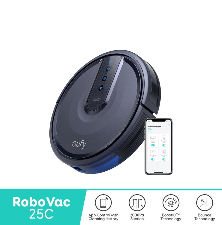 eufy by Anker RoboVac 25C, Robot Vacuum Cleaner, Pet Hair Cleaner, 1500Pa Suction, for Home, Pets