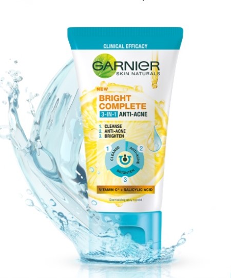 Garnier Bright Complete Vitamin C Anti-Acne 3in1 Cleanser Anti Acne Cleanser Skincare