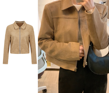 Lovito Women Casual Plain Zipper Sueed Jacket L73AD148