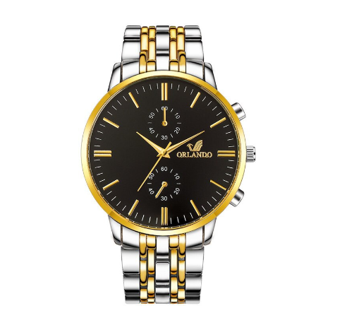 ORLANDO Men Watches Luxury Gold Stainless Steel Quartz Wristwatches Fashion Business Watch M1