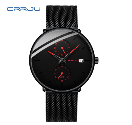 CRRJU Men's Watch Top Luxury Brand Multifunction Dial Business Military Analog Quartz Stainless Steel Waterproof 2265 X 003
