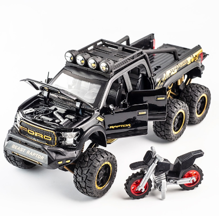 Ford Raptor Die Cast Car 1:24 F150 6-Doors Alloy Model Toys for Boys Birthday Gifts
