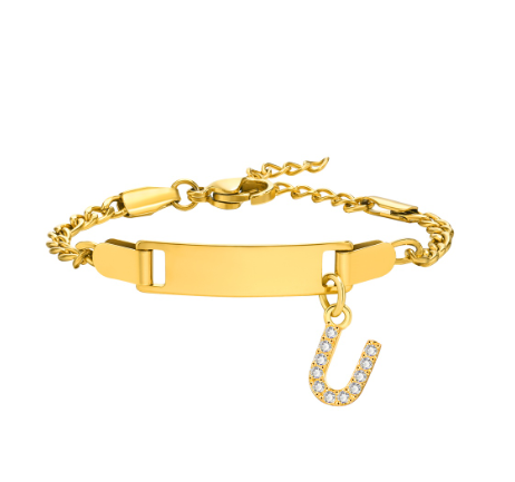 Vnox Baby Name Bracelet with Letter Pendant,Toddler Child ID Bracelet Girl Boy Birthday Gift U