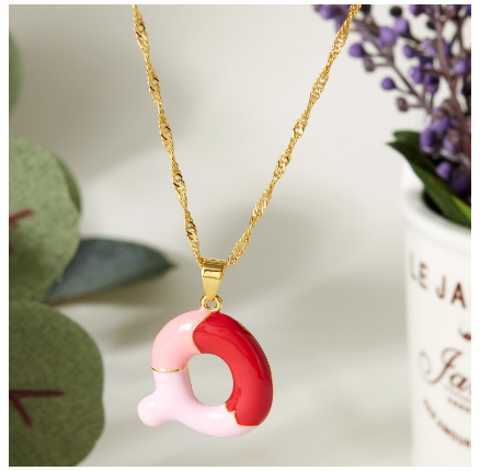 Dropping Oil 26 English Letter Pendant Necklace Fashion Colorful Letter Necklace Men's and Women's Jewelry