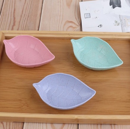 Multifunction Leaf Shape Kitchen Food Sauce Dish Wheatgrass Bowl Sauce Saucer Small Snack Plate Home