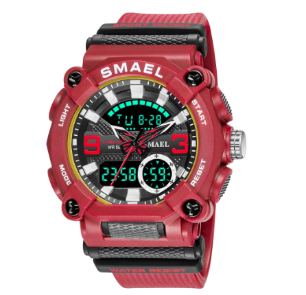 Smael 8052 New Fashion Men's Sports Watch Luxury Brand Military Waterproof Digital Quartz Dual Display Date Wristwatch M04