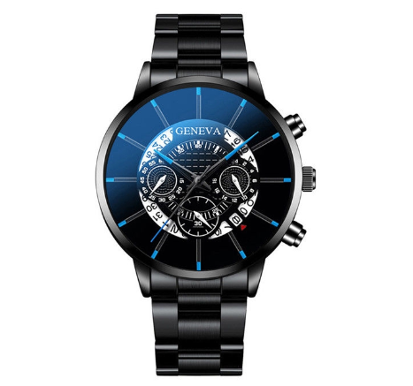 Fashion Geneva Watch Men Stainless Steel Watch With Calendar M4