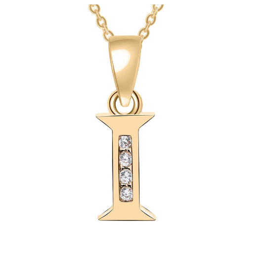 Couple Jewelry Fashion Gift Gold Color Cubic Zirconia A-Z Letter Copper Women Chain Pendant Initial I