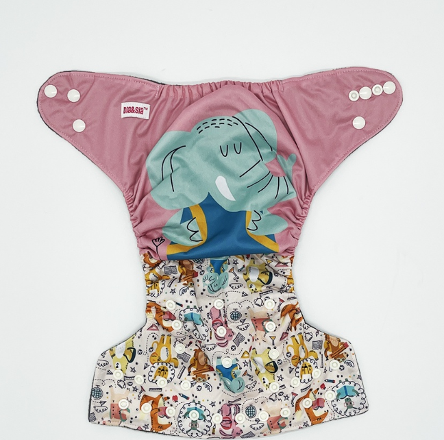 Bamboo Charcoal Cloth Diaper with Bamboo Charcoal Inserts and Double Leg Gusset D9