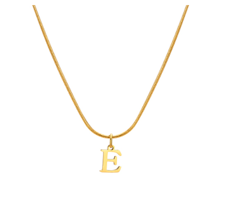 Vnox Gold 26 Capital Letter Necklace for Women,Stainless Steel Initial Pendant Necklaces E