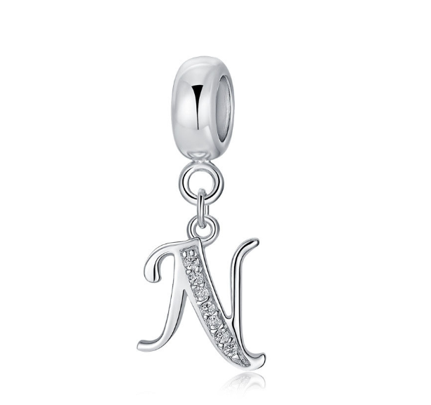 Pandora Letter Charm 925 Silver 26 Letters Diamond Charms Bracelet Pendant N