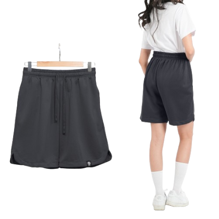 Inspi Chic Knit Walking Shorts For Women with Drawstring and Pockets Plain Ultrasoft Short Collection (Dark Gray)