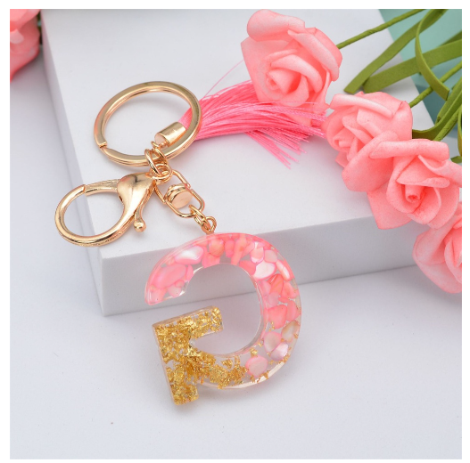 Pink Tassel Gold Foil 26 Letter Pendent Keychain for Women Resin Keyrings Girls Bag Ornamant Accessories Gifts G