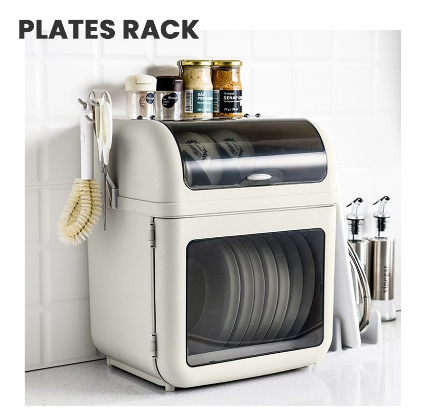 Movall Multifunctional Kitchen Dish Rack 2 Layer Cupboard Plate Organizer w/ Chopping Board Holder