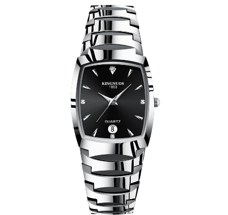 Fashion Tungsten Steel Color Square Couple Style Steel Band Calendar Watch Waterproof Luminous Men's and Women's Student M3