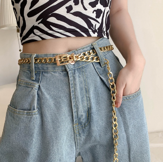 Pure Metal Fashion Ladies Waist Chain Gold Silver Belted Women's Fashion Pants Jeans Accessories Belts Decoration Gift