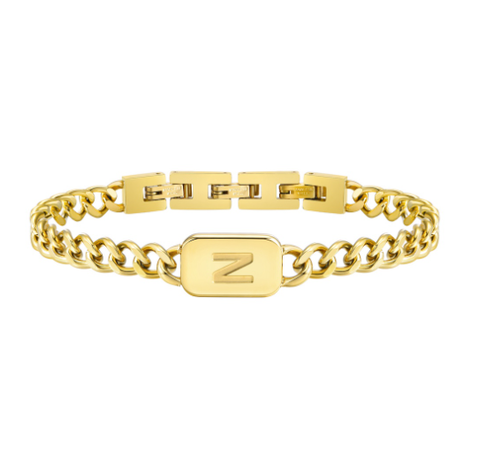 Vnox Letter Cuban Chain Bracelet for Women Men18K Gold Initial Name Stainless Steel 7MM Bracelet Chain Couple Gift Jewelry N