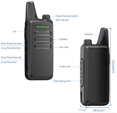 Baofeng T20 T-20 Portable Walkie Talkie Two Way Radio Connect With 888S UHF Transceiver Single Unit