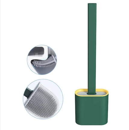 Silicone Flex Toilet Brush with Holder No Slip Long Handle Toilet Brush with Holder