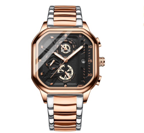 Binbond Original Luxury Square Men's Watch Student Fashion Light Luxury Non-Mechanical Quartz Stainless Steel Watch M2