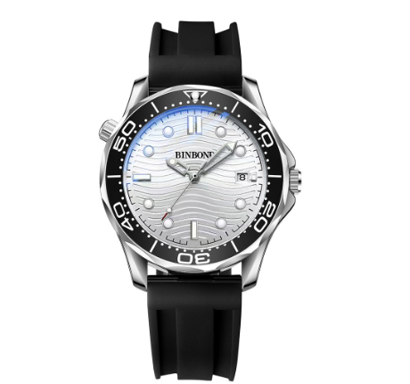 Binbond Men Business Steel Band Quartz Watch Rotating Dial Waterproof Unique Watch Men M10