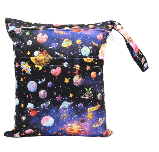 Diaper Wet Dry Bags Duble Zipper Printed Portable Waterproof Dag Storage Bag Swimwear Bag  30x36cm