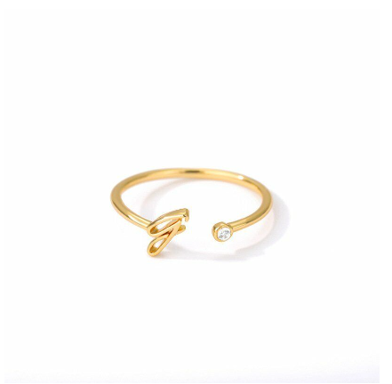 【Y&X】No fade 18K Gold 26 Initial Letters A G J Cubic Zircon Crystal Open Rings Finger Women Jewelry Gift