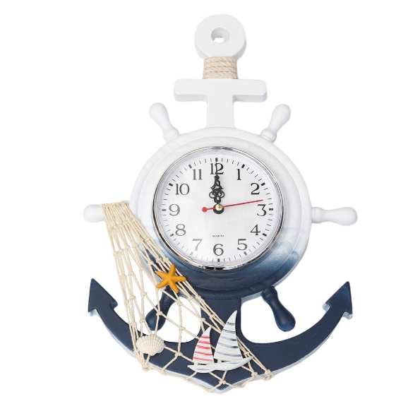 Pirate Map Sculptures Home Decor Boat Anchor Clock Wall Decorations Sailboat Mediterranean Style