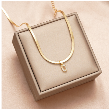 Luxury 18K Gold A-Z Initial Letter Necklace for Women Stainless Steel Snake Zircon Pendant Choker Accessories Jewelry O