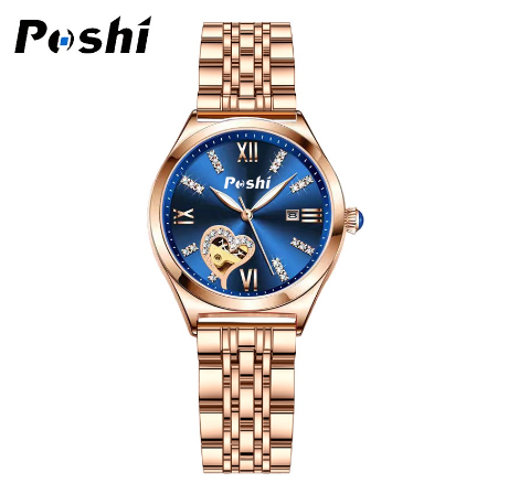 POSHI New Automatic Ladies Watch Diamond Quartz Fashion For Woman Waterproof Watch BLUE