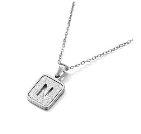 St. Kunkka 316L Stainless Steel Hollow A-Z Letter Pendant Necklace for Gift and Birthday Gift  N