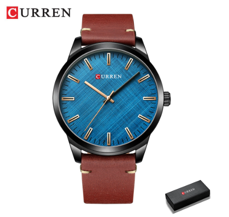 Curren Men's Watches Fashion Business Quartz Leather Classic Casual Waterproof 8386 RED BLUE