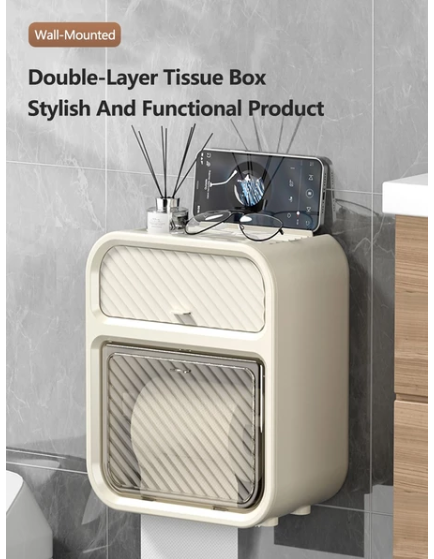 Wall Mounted Toilet Paper Holder For Storing Roll Paper Waterproof Bathroom Tissue Box