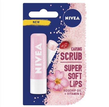 Nivea Caring Scrub Super Soft Lips Rosehip Oil + Vitamin E Lip Scrub  4.8G