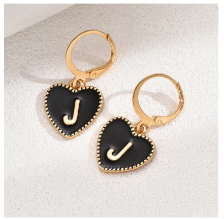 1 Pair Letter Heart Earring Gold Color Hoop Earrings For Women Fashion Alphabet Dangler Initials Ear Accessories Jewelry Gifts J