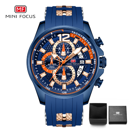 Mini Focus Fashion Watch Men Waterproof Quartz Chronograph Silicone Sports Business Watch ALL BLUE