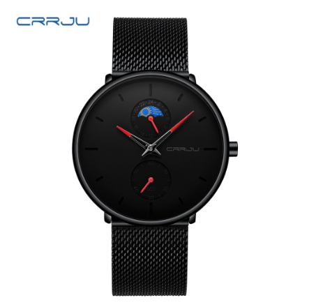 CRRJU Men's Watch Original Brand Multifunctional Fashion Business Analog Quartz Stainless Steel Waterproof 2263 X M03