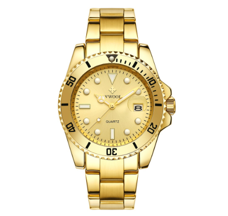 Wwoor Watch For Men Waterproof Quartz Wristwatch Stainless Steel Watches ALL GOLD