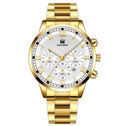 Men's Waterproof Quartz Business Wacthes Stainless Stee Original Relo Waterproof Luminous Gold Watch For Men GOLD WHITE