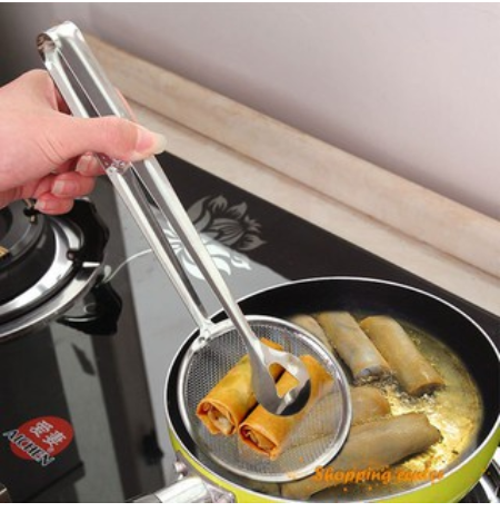 Stainless Steel food clip snack fryer strainer fried tong Fried Capit Clamp with Oil Drain
