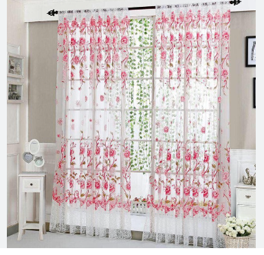 Flower Sheer Curtain Elegant Window Curtain Screening for Bedroom Living Room
